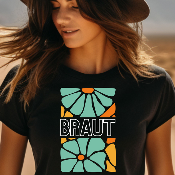 BRAUT Shirt | floral türkis | Für die Bride to be